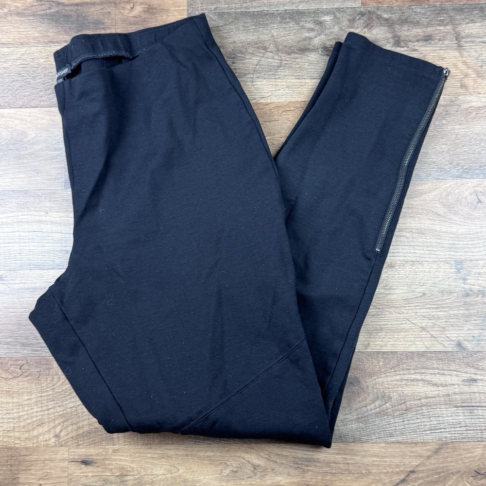 Eileen Fisher Pants Women Large Black Ponte Knit Ankle Zip Legging Stretch